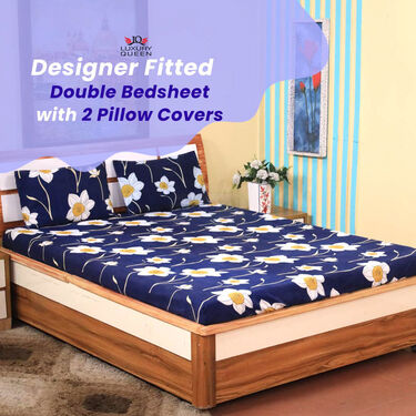 Beautiful Fitted Double Bed sheet with 2 Pillow Covers (DBS14)