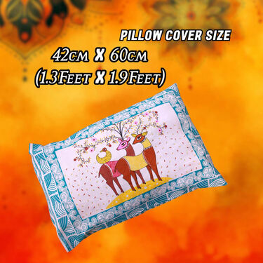 Royal Sanganeri Printed Cotton Rich Double Bedsheet With 2 Pillow Covers (DBS22)