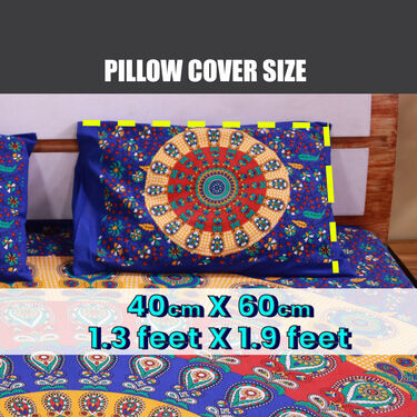 Jaipuri Mandala Printed Cotton Rich Double Bedsheet With 2 Pillow Covers (DBS23)