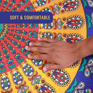 Jaipuri Mandala Printed Cotton Rich Double Bedsheet With 2 Pillow Covers (DBS23)