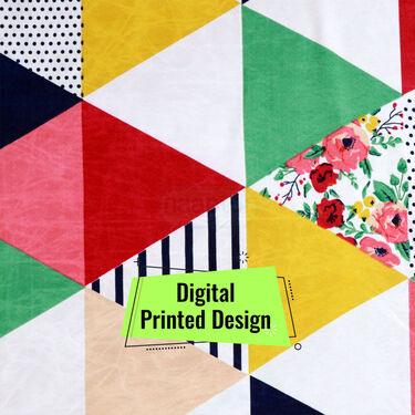 Multi Colour Triangle Printed Fitted Double Bed Sheet With 2 Pillow Covers (DBS24)