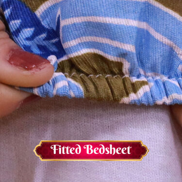 Jaipuri Printed Fitted Double Bed Sheet With 2 Pillow Covers (DBS25)