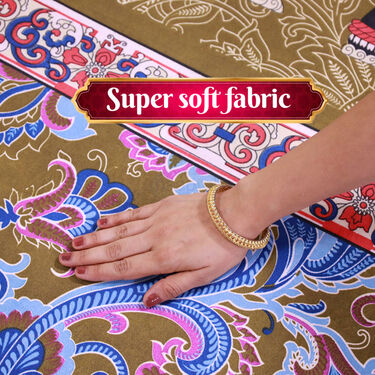 Jaipuri Printed Fitted Double Bed Sheet With 2 Pillow Covers (DBS25)