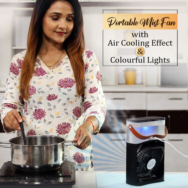 Portable Mist Fan With Air Cooling Effect & Colorful Lights (EF22)