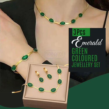 3 Pcs Emerald Green Coloured Jewellary Set (EGJS1)
