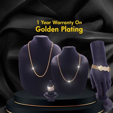 Golden Digital Watch + 2 Chain + Magnetic Bracelet + Ring (GDW2CBR2)