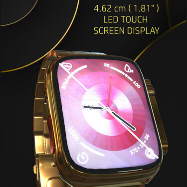 Golden Bluetooth Calling Smart Watch + FREE Wireless Bluetooth Earpod (BCSW17)