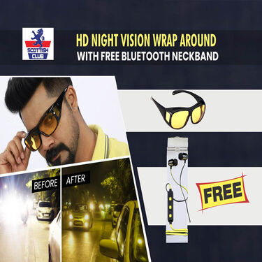HD Night Vision Wrap Around Goggles + Free Bluetooth Neckband
