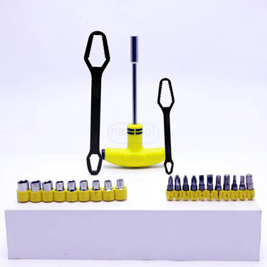 Double Sided Universal Wrench with 21 Pcs Screwdriver Socket Tool Kit (HT44)