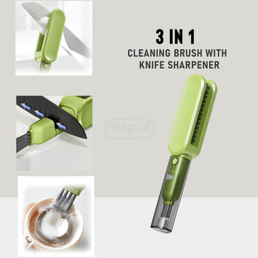 3 In 1 Cleaning Brush With Knife Sharpner (KS4)