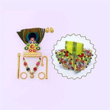 Laddu Gopal Jewellery Combo With Free Kanha Ji Dress (LGJFD1)