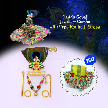 Laddu Gopal Jewellery Combo With Free Kanha Ji Dress (LGJFD1)