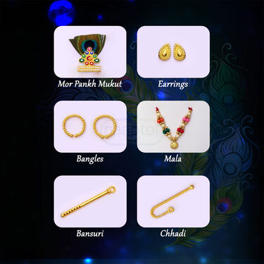 Laddu Gopal Jewellery Combo With Free Kanha Ji Dress (LGJFD1)