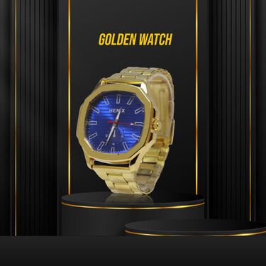 Golden Watch +2 Chain + Bracelet + Ring (MGW2CBR17)