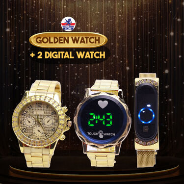 Golden Watch +  2 Digital Watch (MGW2D)