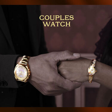 Men's Golden Watch With Free Ladies Designer Watch (MLGW15)