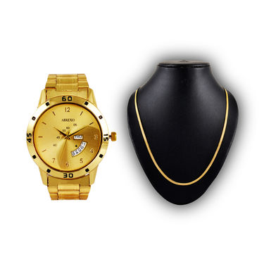 Men's Golden Watch with Golden Chain (MGWC1)