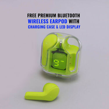 Day & Night HD Vision Wrap Around glasses + FREE Premium Bluetooth Wireless Earpod With Charging Case & LED Display (NVWP1)