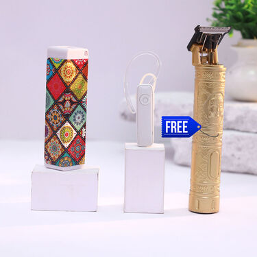 Designer Portable Pocket Power Bank And Bluetooth Headset With Free Trimmer (PB26)