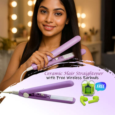 Ceramic Hair Straightener With Free Wireless Earbuds (PHSWP)