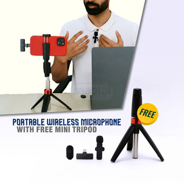 Portable Wireless Microphone With Free Mini Tripod Set (PWM2)