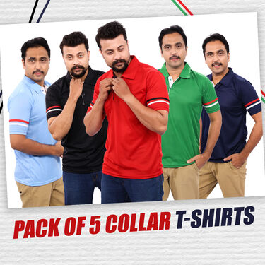 Pack of 5 Designer Collar T-shirts (5PT12)