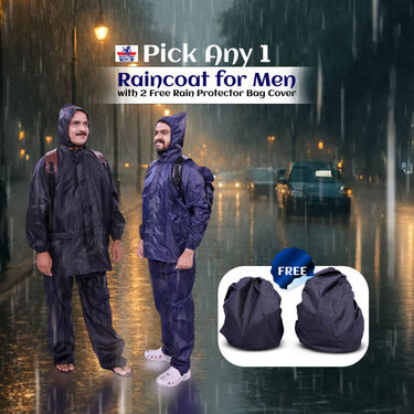 Pick Any 1 Raincoat For Men By Scottish Club With Free 2  Rain Protector Bag Cover (RC2B)