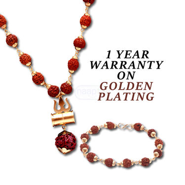 Rudraksh Mala with Trishul Damru Pendant + Rudraksh Bracelet (RMRB)
