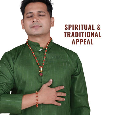 Rudraksh Mala with Trishul Damru Pendant + Rudraksh Bracelet (RMRB)