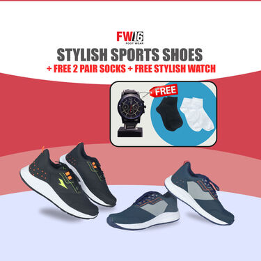 Pick Any 1 Stylish Sport Shoes + Free 2 Pair Socks + Free Stylish Watch (SSC13)