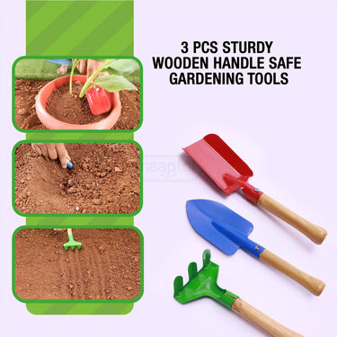 3 Pcs Sturdy Wooden Handle Safe Gardening Tools