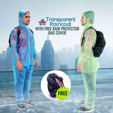 Pick Any 1 Transparent Raincoat With Free Rain Protector Bag Cover For Men (TRCB1)
