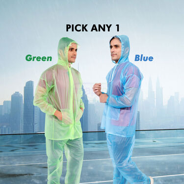 Pick Any 1 Transparent Raincoat With Free Rain Protector Bag Cover For Men (TRCB1)
