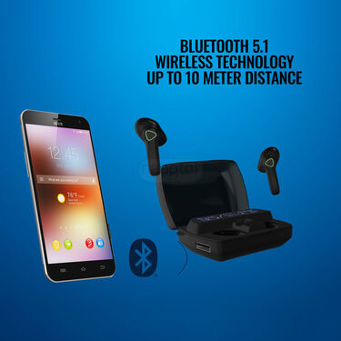 Smart Bluetooth Earbuds With LED Display Power Bank & Torch + Free Trimmer (TWS63)