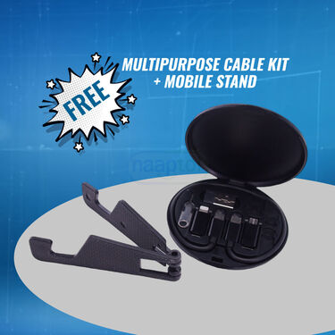 Wireless Bluetooth Earbuds With inbuilt Screen & Powerbank With Free Multipurpose Cable Kit & Mobile Stand (TWS65)