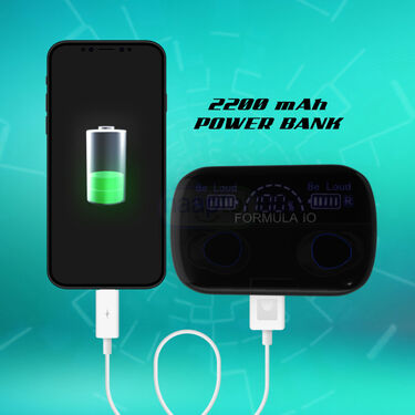 Wireless Bluetooth Earbuds With inbuilt Screen & Powerbank With Free Multipurpose Cable Kit & Mobile Stand (TWS65)