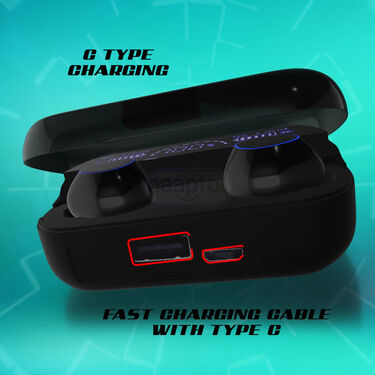 Wireless Bluetooth Earbuds With inbuilt Screen & Powerbank With Free Multipurpose Cable Kit & Mobile Stand (TWS65)