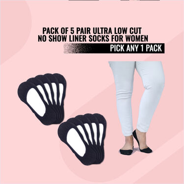 Pack of 5 Ultra Low Cut No Show Liner Socks For Women - Pick Any 1 (ULS1)