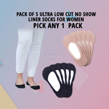 Pack of 5 Ultra Low Cut No Show Liner Socks For Women - Pick Any 1 (ULS1)