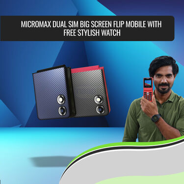 Micromax Dual Sim Big Screen Flip Mobile With Free Stylish Watch ( X1Flip)